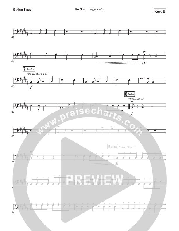 Be Glad (Choral Anthem SATB) String Bass (Cody Carnes / Arr. Erik Foster)