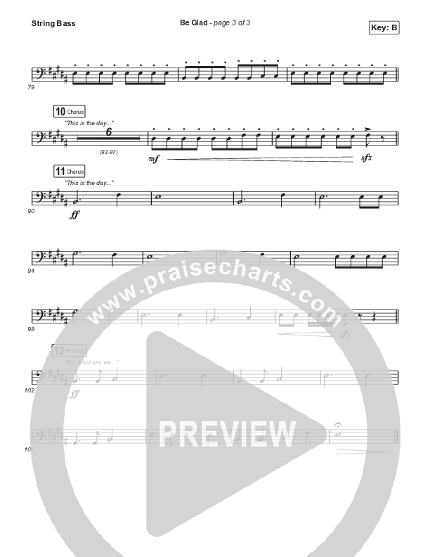 Be Glad (Choral Anthem SATB) String Bass (Cody Carnes / Arr. Erik Foster)
