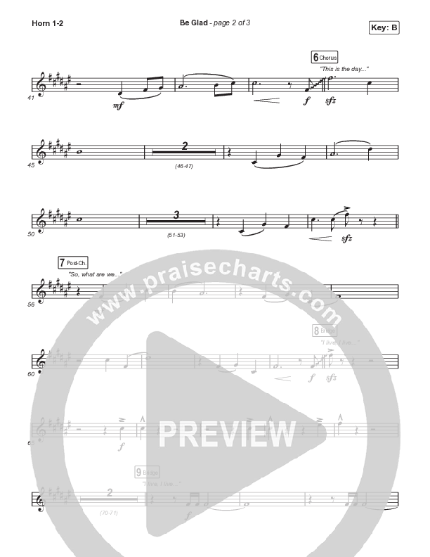 Be Glad (Choral Anthem SATB) French Horn 1,2 (Cody Carnes / Arr. Erik Foster)