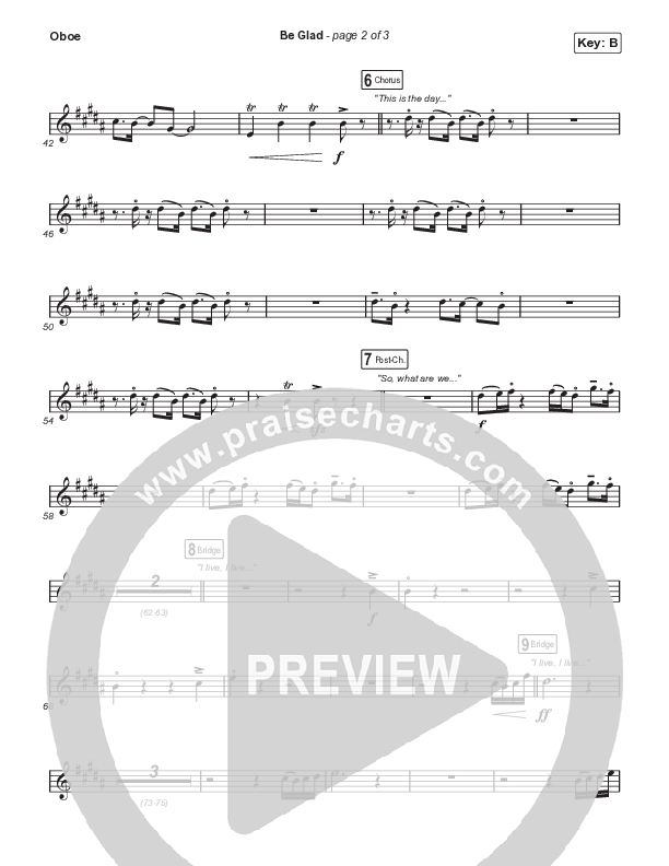 Be Glad (Choral Anthem SATB) Oboe (Cody Carnes / Arr. Erik Foster)