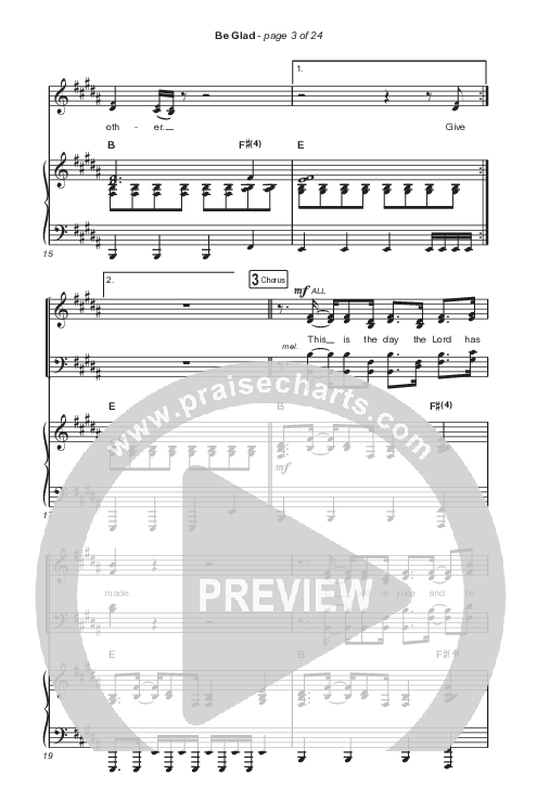 Be Glad (Choral Anthem SATB) Octavo (SATB & Pno) (Cody Carnes / Arr. Erik Foster)