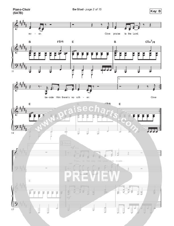 Be Glad (Choral Anthem SATB) Piano/Vocal (SATB) (Cody Carnes / Arr. Erik Foster)