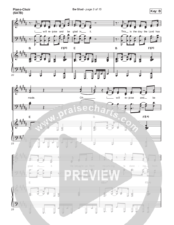 Be Glad (Choral Anthem SATB) Piano/Vocal (SATB) (Cody Carnes / Arr. Erik Foster)