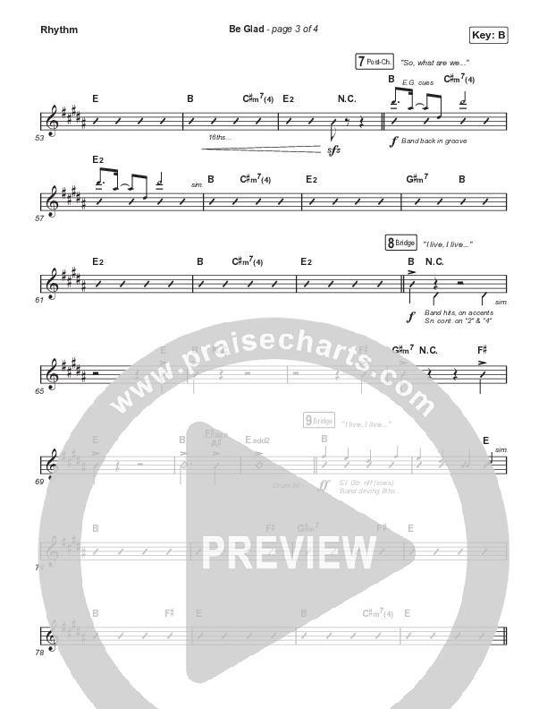 Be Glad (Choral Anthem SATB) Rhythm Pack (Cody Carnes / Arr. Erik Foster)