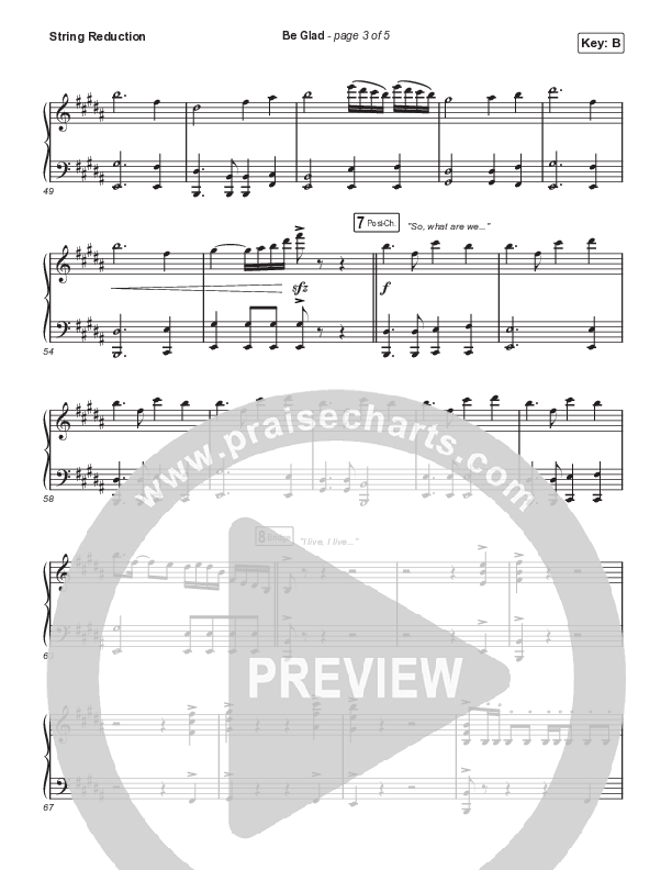 Be Glad (Choral Anthem SATB) String Reduction (Cody Carnes / Arr. Erik Foster)