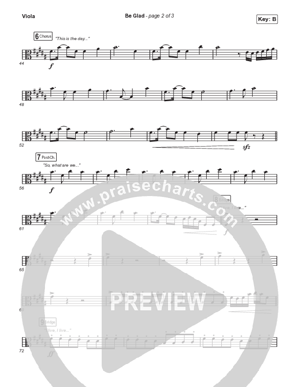 Be Glad (Choral Anthem SATB) Viola (Cody Carnes / Arr. Erik Foster)