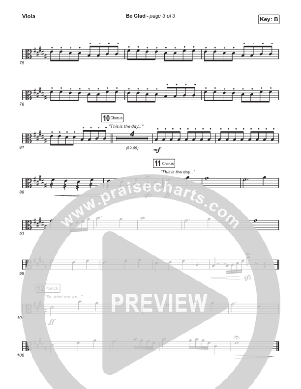 Be Glad (Choral Anthem SATB) Viola (Cody Carnes / Arr. Erik Foster)