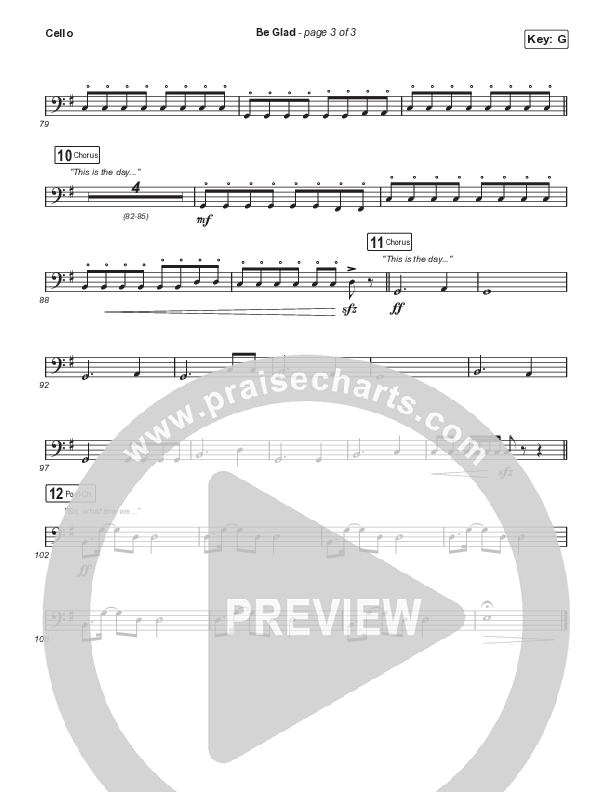 Be Glad (Worship Choir SAB) Cello (Cody Carnes / Arr. Erik Foster)