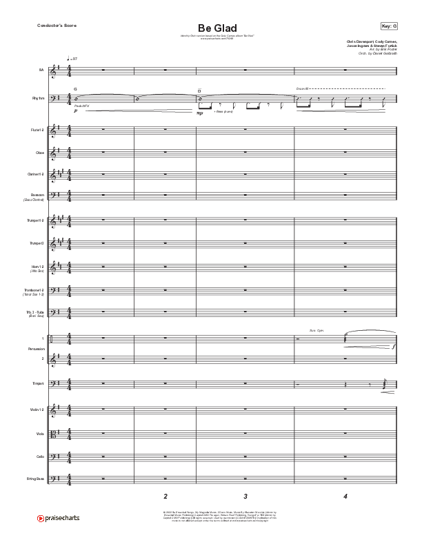 Be Glad (Worship Choir SAB) Conductor's Score (Cody Carnes / Arr. Erik Foster)