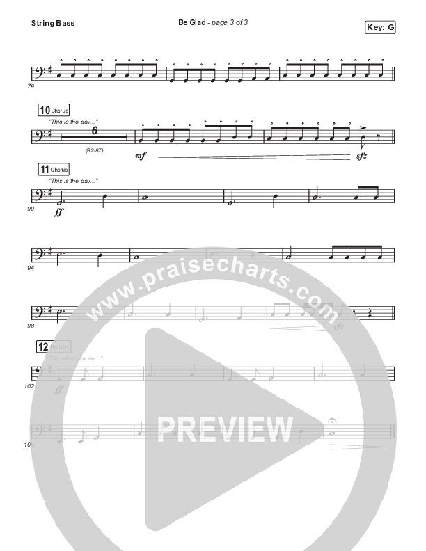 Be Glad (Worship Choir SAB) Double Bass (Cody Carnes / Arr. Erik Foster)