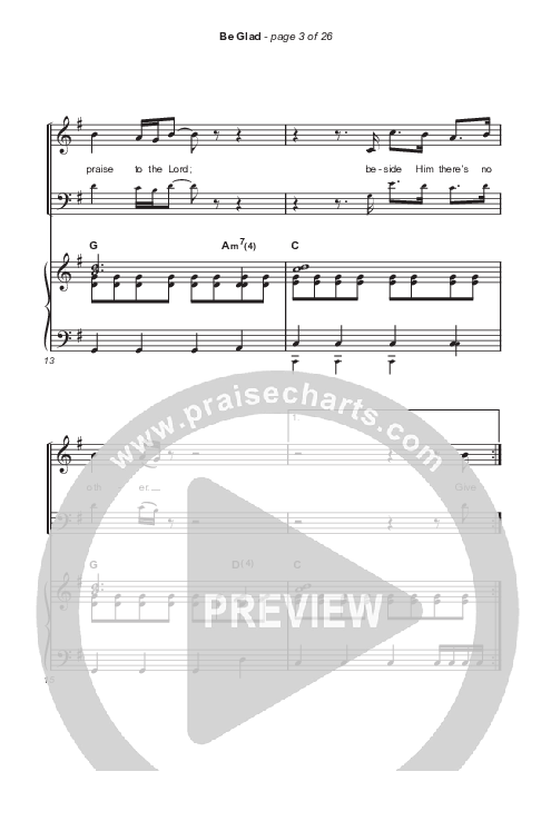 Be Glad (Worship Choir SAB) Octavo (SAB & Pno) (Cody Carnes / Arr. Erik Foster)