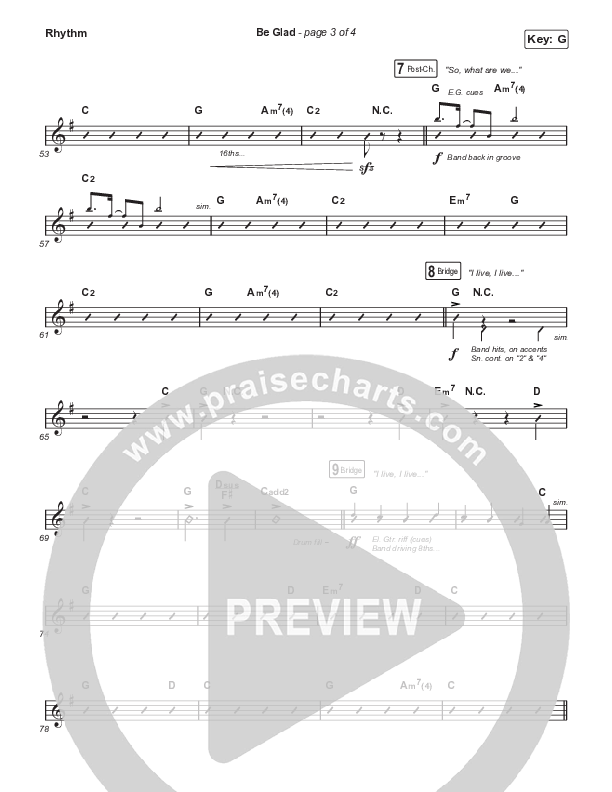 Be Glad (Worship Choir SAB) Rhythm Pack (Cody Carnes / Arr. Erik Foster)