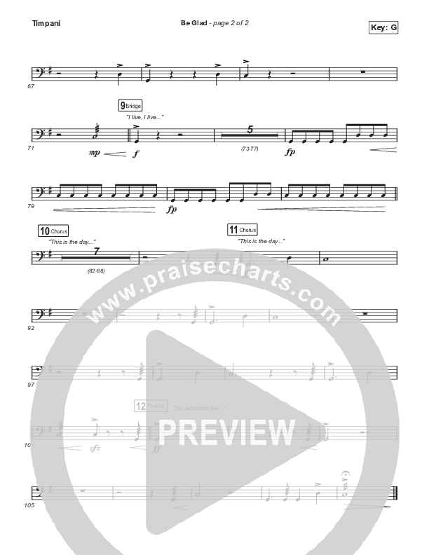 Be Glad (Worship Choir SAB) Timpani (Cody Carnes / Arr. Erik Foster)