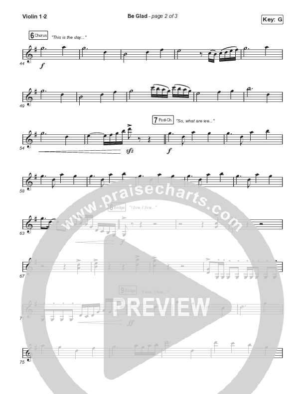 Be Glad (Worship Choir SAB) String Pack (Cody Carnes / Arr. Erik Foster)