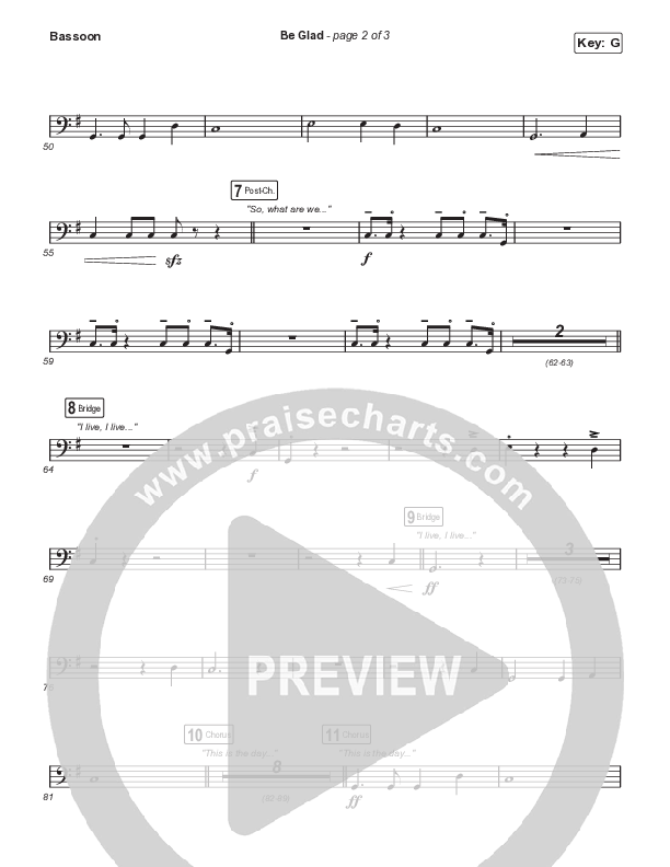 Be Glad (Unison/2-Part Choir) Bassoon (Cody Carnes / Arr. Erik Foster)