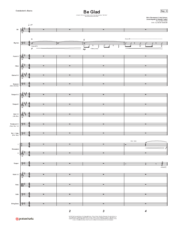 Be Glad (Unison/2-Part Choir) Conductor's Score (Cody Carnes / Arr. Erik Foster)