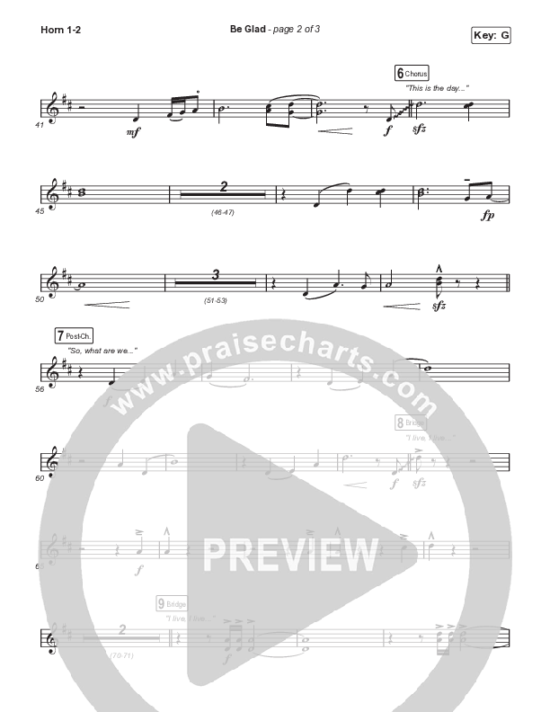 Be Glad (Unison/2-Part Choir) Brass Pack (Cody Carnes / Arr. Erik Foster)