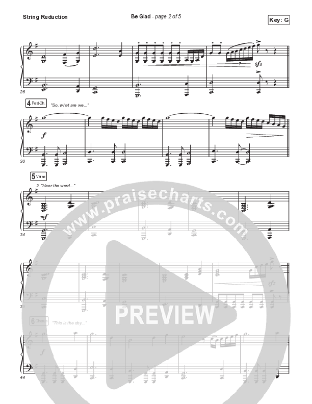 Be Glad (Unison/2-Part Choir) String Reduction (Cody Carnes / Arr. Erik Foster)