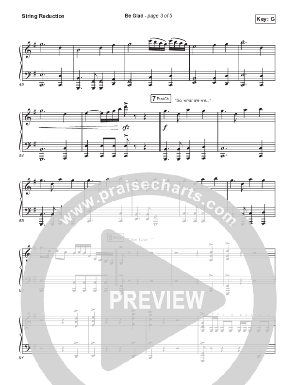 Be Glad (Unison/2-Part Choir) String Reduction (Cody Carnes / Arr. Erik Foster)