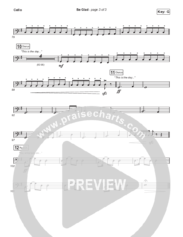 Be Glad (Sing It Now SATB) Cello (Cody Carnes / Arr. Erik Foster)