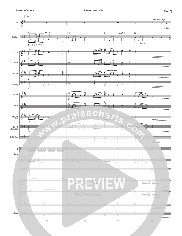 Be Glad (Sing It Now SATB) Conductor's Score (Cody Carnes / Arr. Erik Foster)
