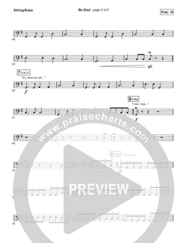 Be Glad (Sing It Now SATB) Double Bass (Cody Carnes / Arr. Erik Foster)