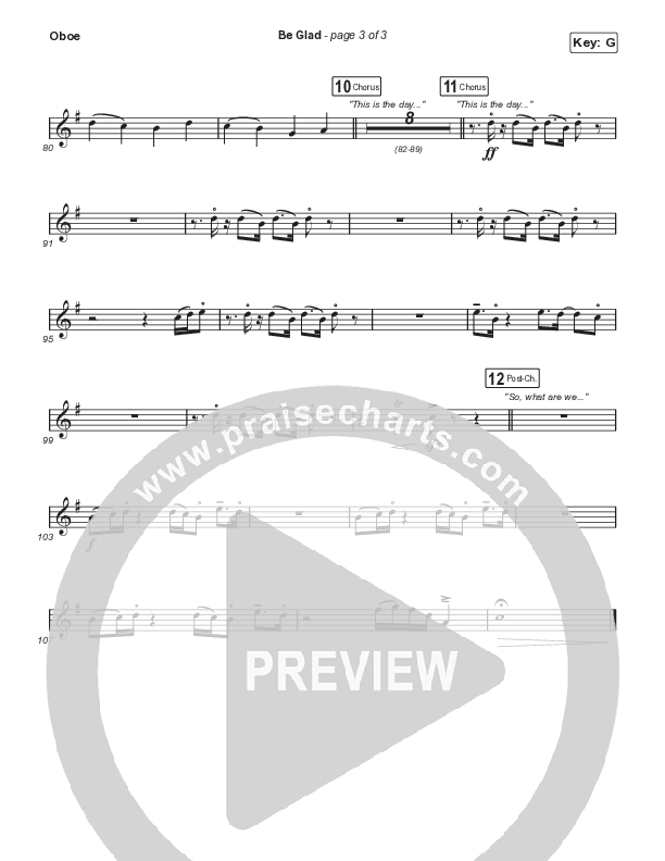 Be Glad (Sing It Now SATB) Oboe (Cody Carnes / Arr. Erik Foster)