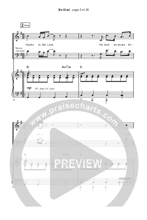 Be Glad (Sing It Now SATB) Octavo (SATB & Pno) (Cody Carnes / Arr. Erik Foster)