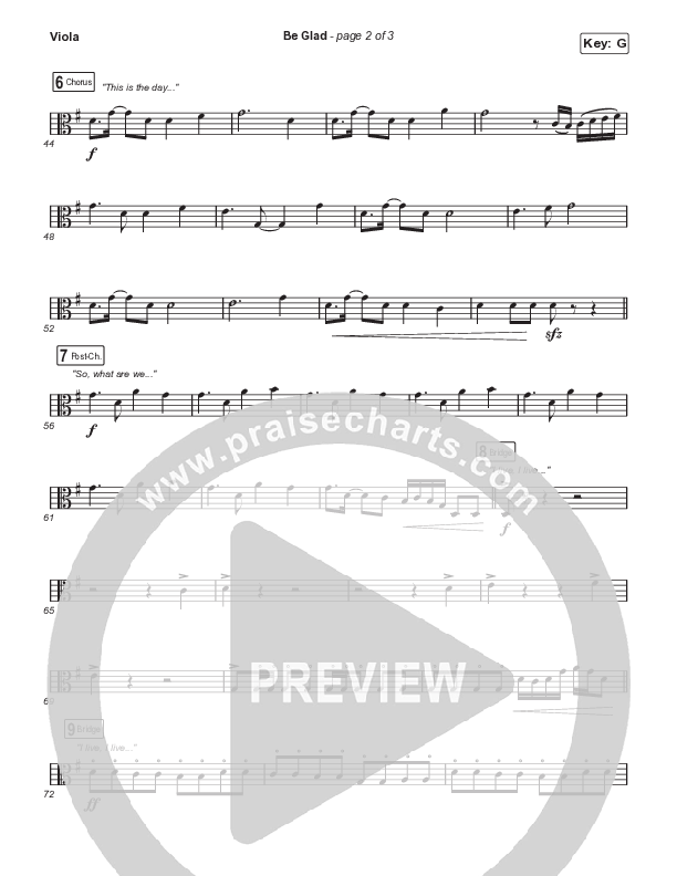 Be Glad (Sing It Now SATB) Viola (Cody Carnes / Arr. Erik Foster)