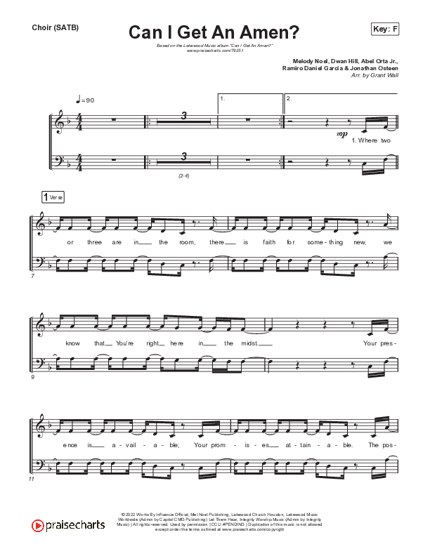 Can I Get An Amen? Choir Sheet (SATB) (Lakewood Music)