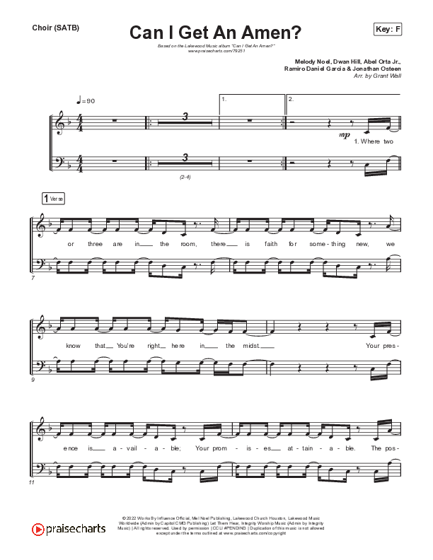 Can I Get An Amen? Choir Sheet (SATB) (Lakewood Music)