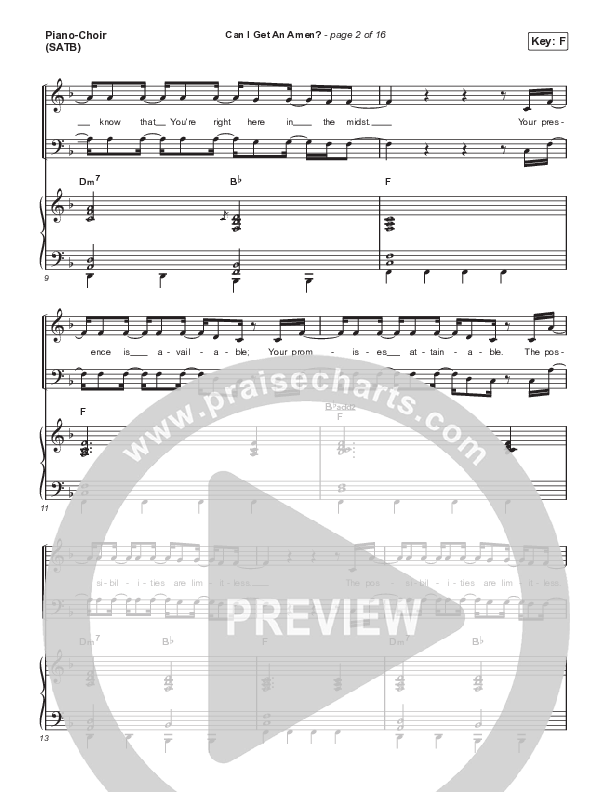 Can I Get An Amen? Piano/Vocal (SATB) (Lakewood Music)