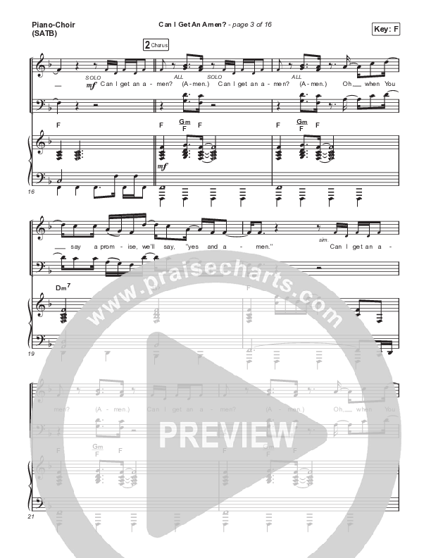 Can I Get An Amen? Piano/Vocal (SATB) (Lakewood Music)