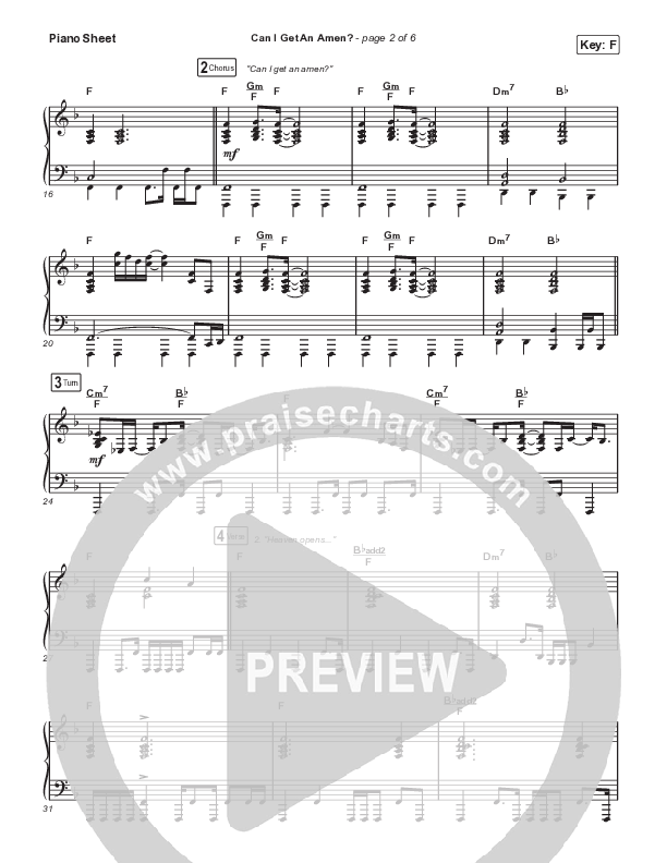 Can I Get An Amen? Piano Sheet (Lakewood Music)