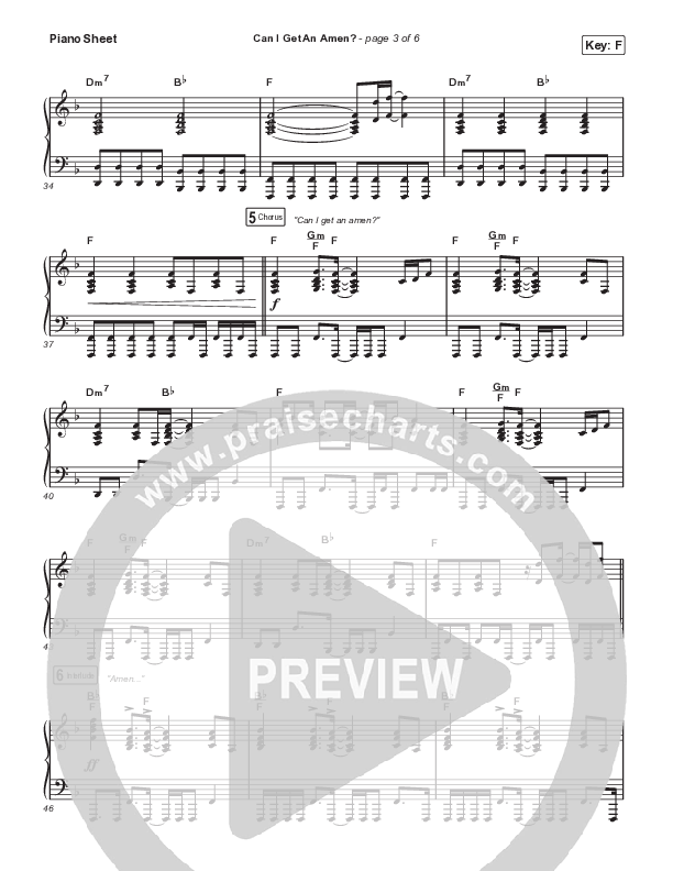 Can I Get An Amen? Piano Sheet (Lakewood Music)