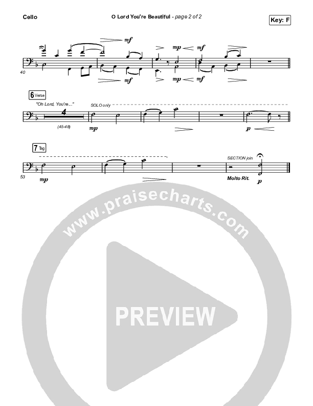 O Lord You're Beautiful Cello (Chris Tomlin / Steffany Gretzinger)