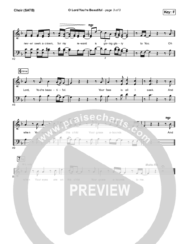 O Lord You're Beautiful Choir Sheet (SATB) (Chris Tomlin / Steffany Gretzinger)