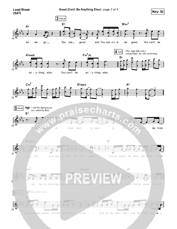 Good (Can't Be Anything Else) Lead Sheet (SAT) (Cody Carnes)