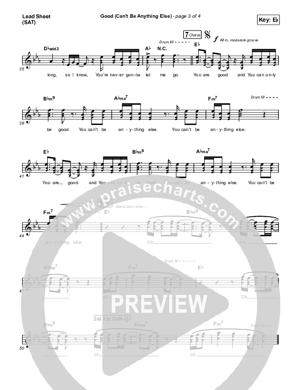 Good (Can't Be Anything Else) Lead Sheet (SAT) (Cody Carnes)
