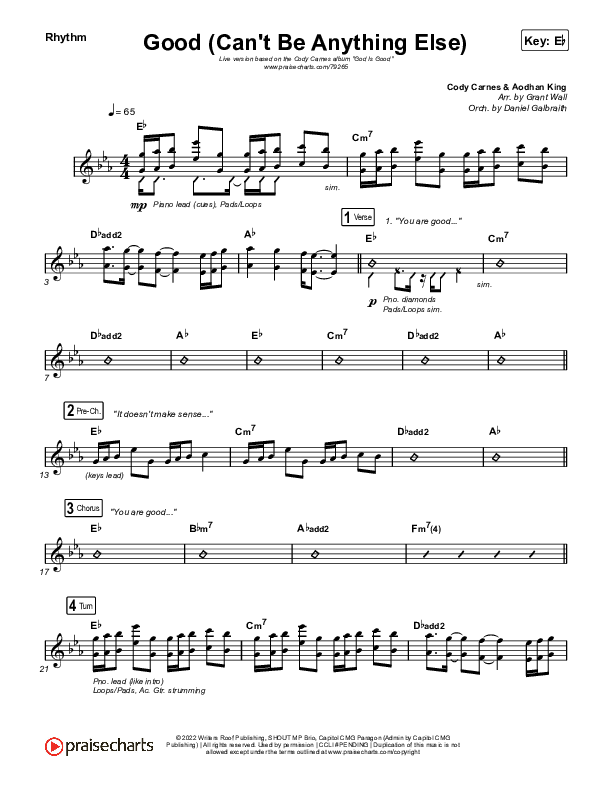 Good (Can't Be Anything Else) Rhythm Chart (Cody Carnes)