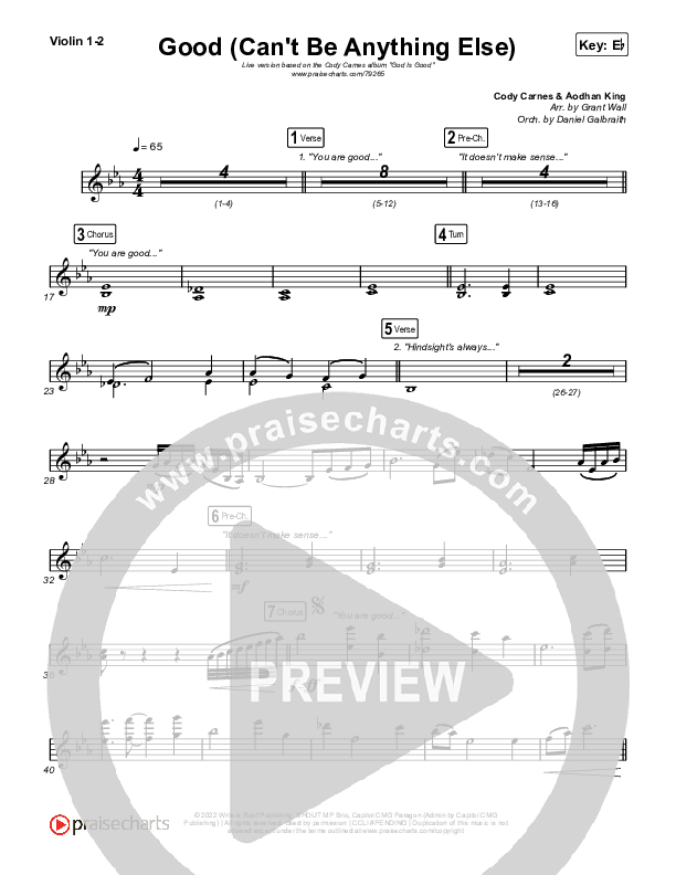Good (Can't Be Anything Else) Violin 1/2 (Cody Carnes)