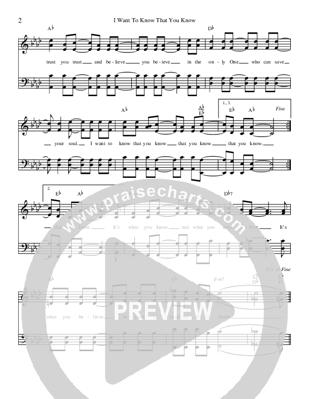 I Want To Know That You Know Lead Sheet (Greater Vision)