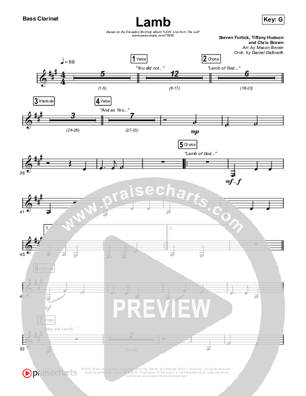 Lamb (Live) Bass Clarinet (Elevation Worship / Tiffany Hudson)