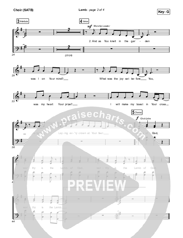 Lamb (Live) Choir Sheet (SATB) (Elevation Worship / Tiffany Hudson)