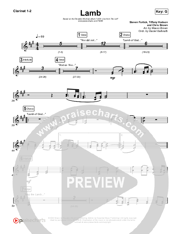 Lamb (Live) Clarinet 1/2 (Elevation Worship / Tiffany Hudson)