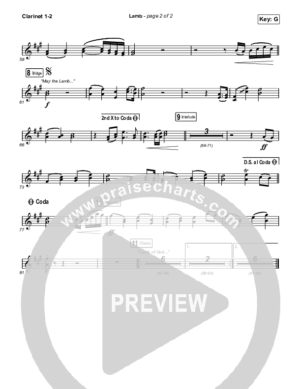 Lamb (Live) Clarinet 1/2 (Elevation Worship / Tiffany Hudson)