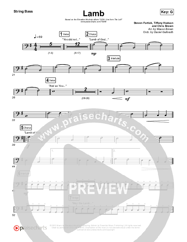 Lamb (Live) Double Bass (Elevation Worship / Tiffany Hudson)