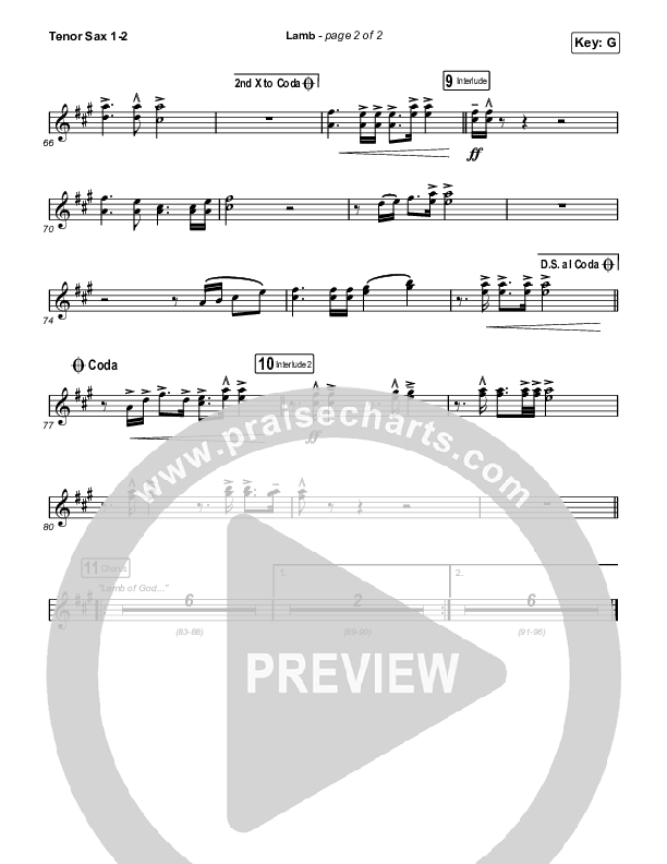 Lamb (Live) Tenor Sax 1/2 (Elevation Worship / Tiffany Hudson)