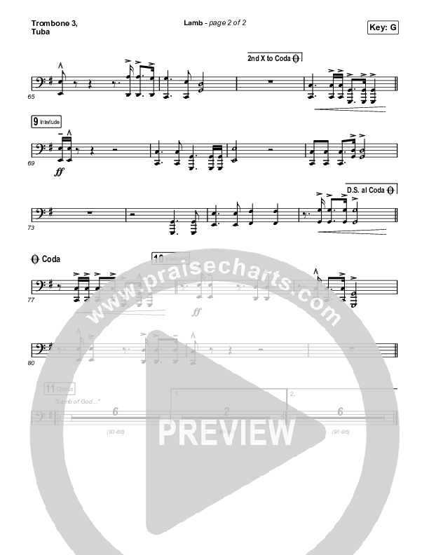 Lamb (Live) Trombone 3/Tuba (Elevation Worship / Tiffany Hudson)