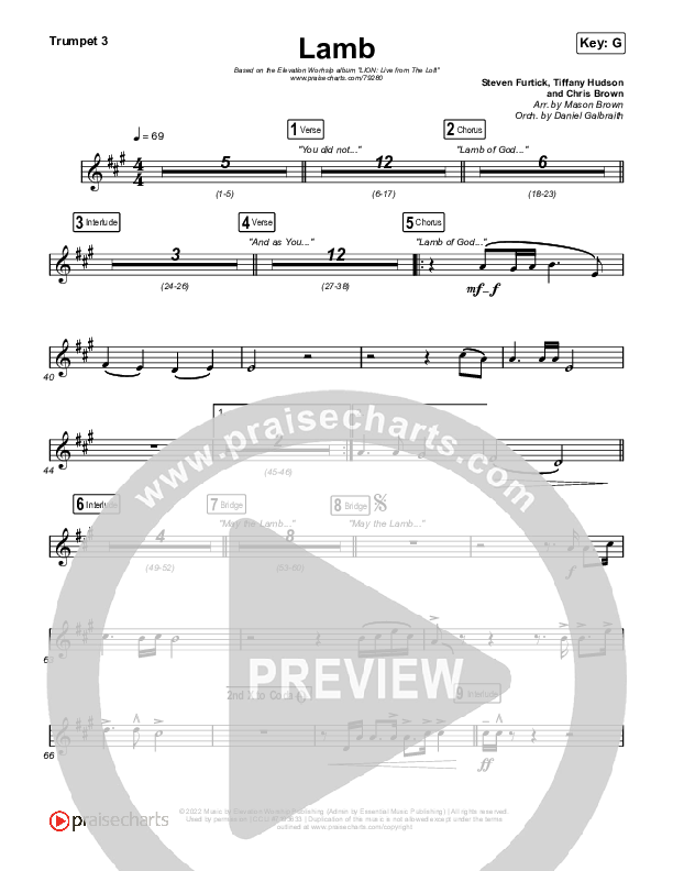 Lamb (Live) Trumpet 3 (Elevation Worship / Tiffany Hudson)